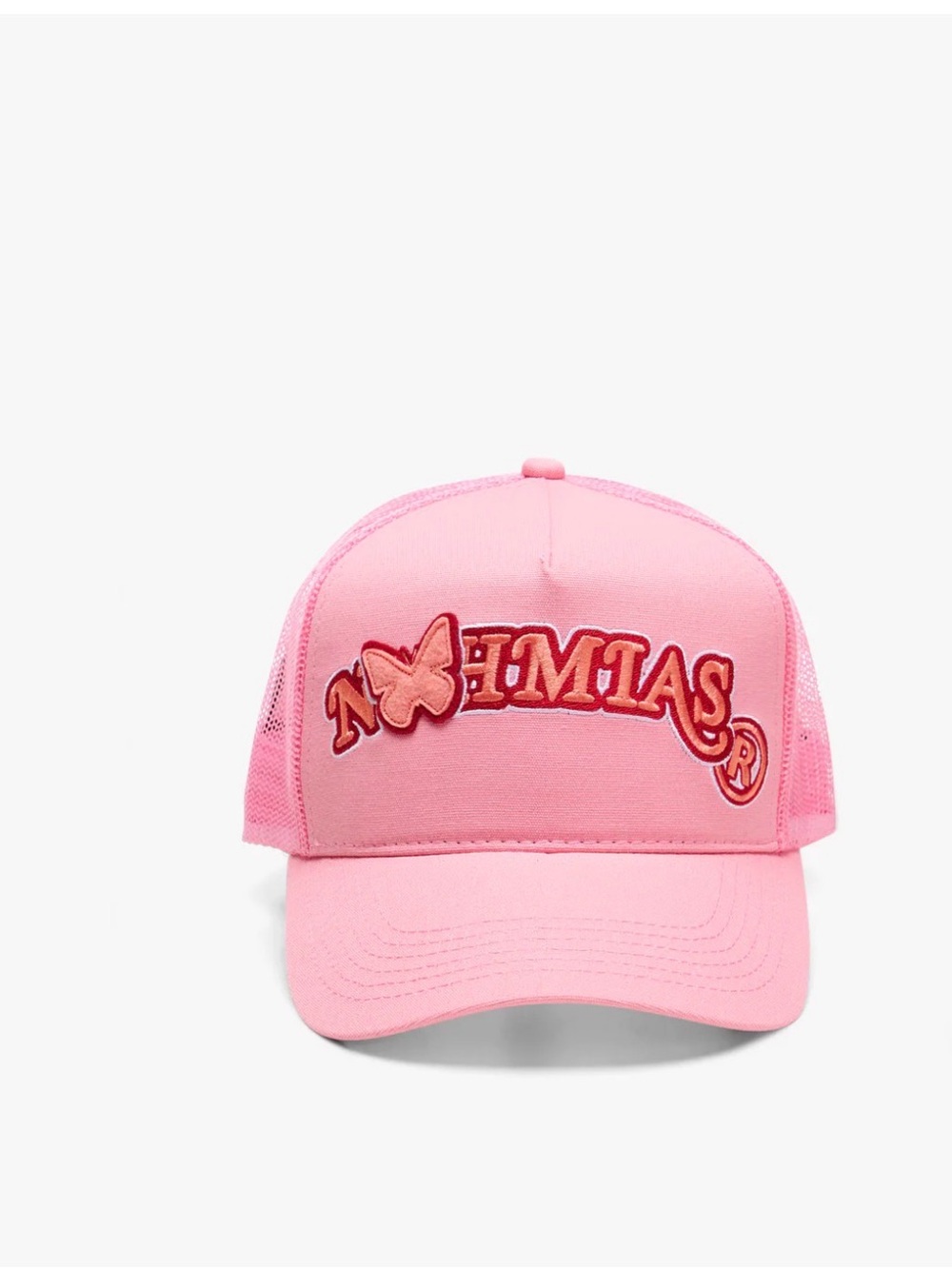 NAHMIAS BUTTERFLY ARCH TRUCKER HAT IN PINK